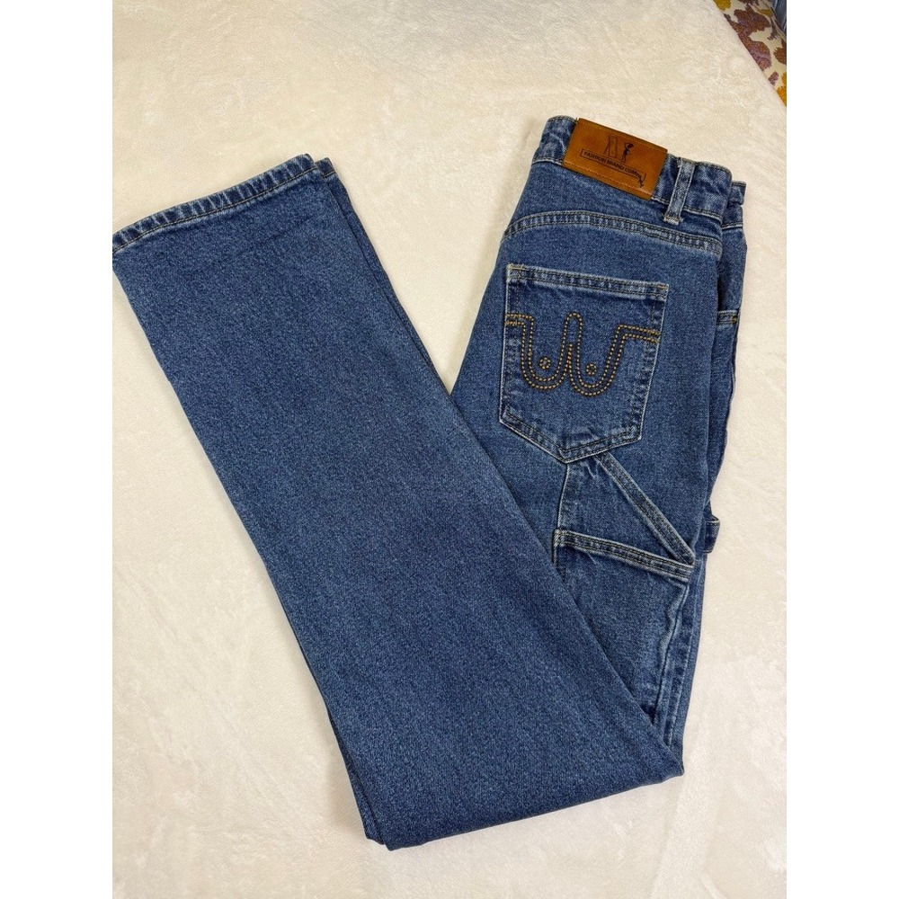 Fashion Brand Company Boob Embroidered Carpenter Jeans High Rise Medium Curve